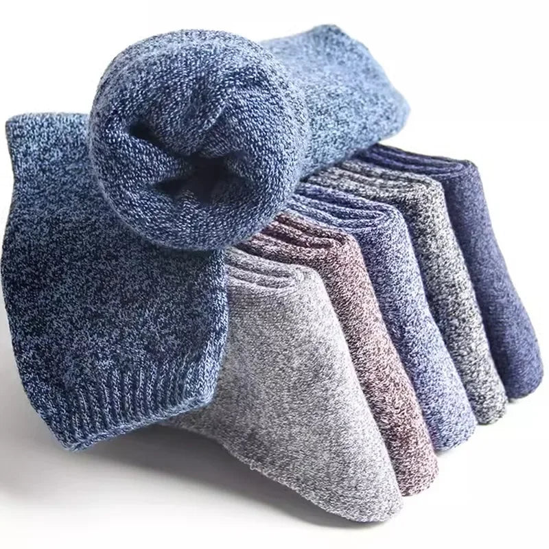 Lbsfy 5Pairs Winter Thicker Warm Men’s Sock Wool Male Women Socks Super Solid Socks Merino Wool Socks Against Cold Snow Terry Sock