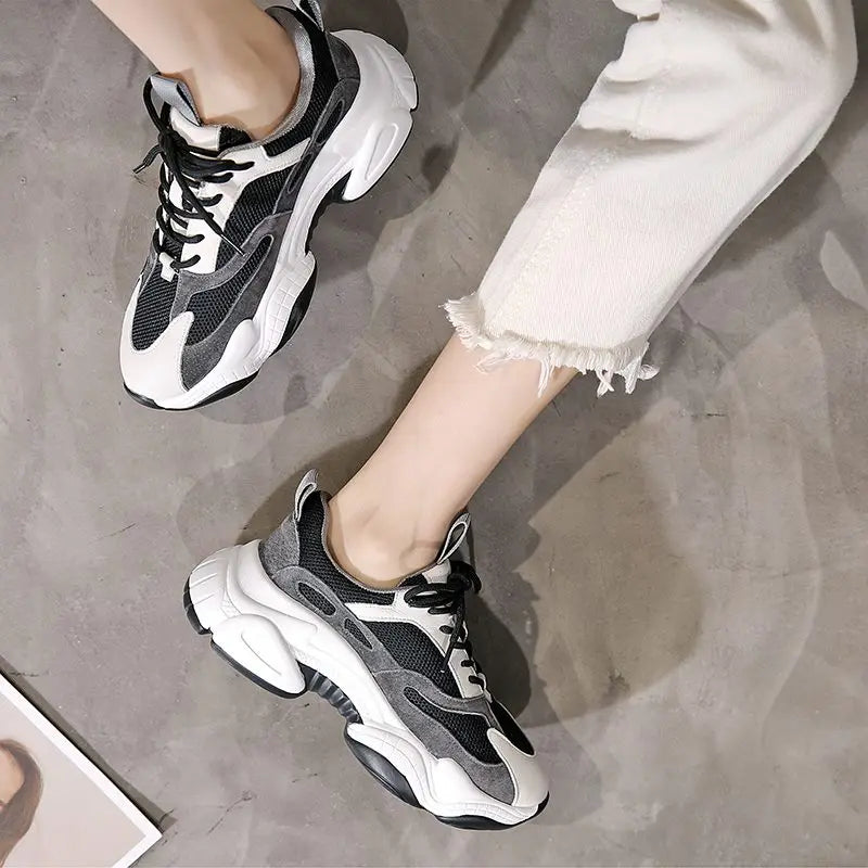 LBSFY  -  2024 New Arrival Women Sneakers Ladies Casual Shoes Lace Up Platform Flats Spring Summer Mesh Breathable Lady Footwear