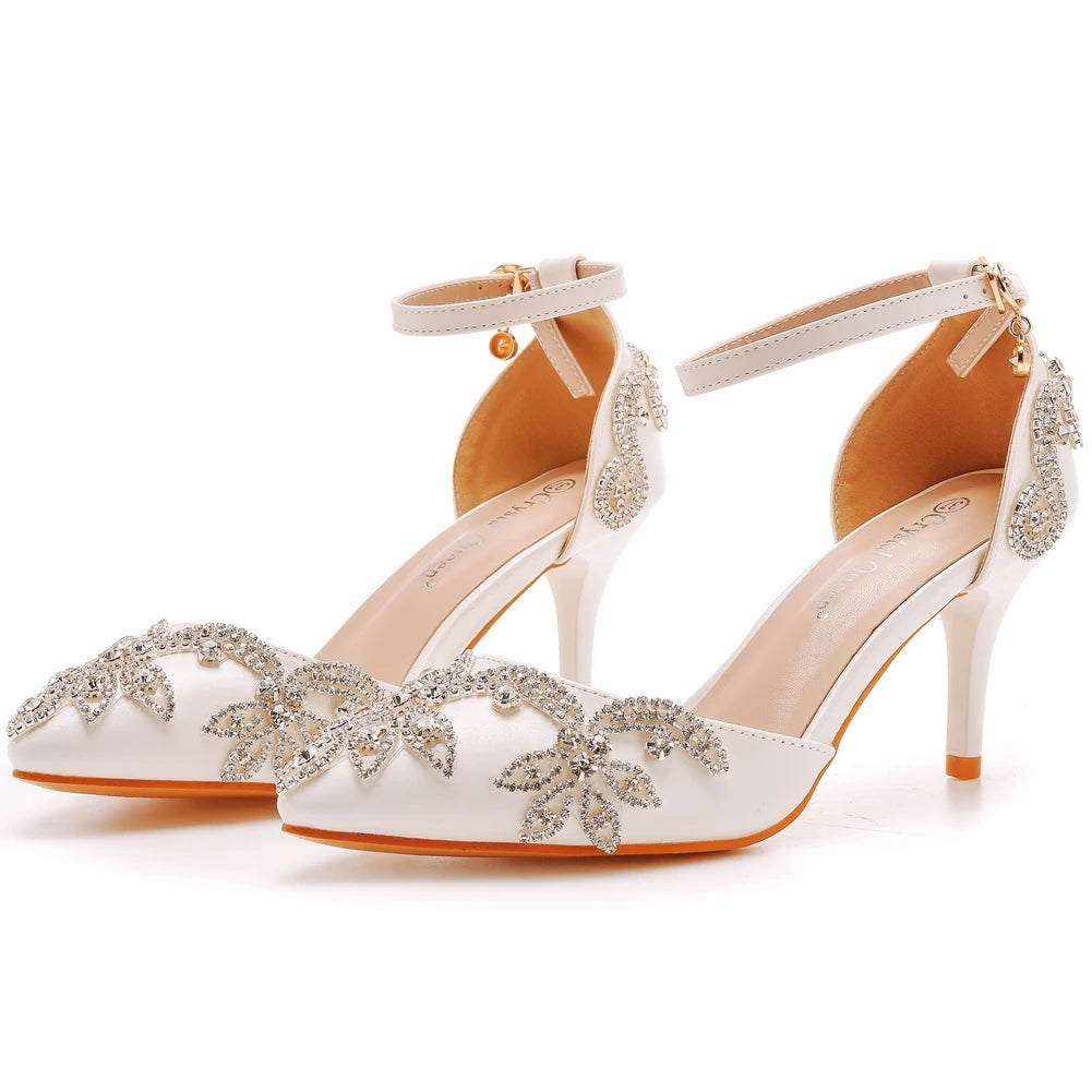 LBSFY  -  Wedding Shoes Bride 7cm High Heels White Pumps Christmas Day Evening Party Stiletto Luxury Sandals Plus Size 43