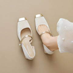 LBSFY -Summer women's high heels Korean style Mary Jane Ladies hollow casual shoes Work and party wear Large size 41-43