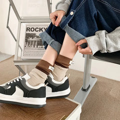 Lbsfy Fashionable and versatile Contrast colored socks women's high top pile up socks Korean version of spring/summer cotton socks