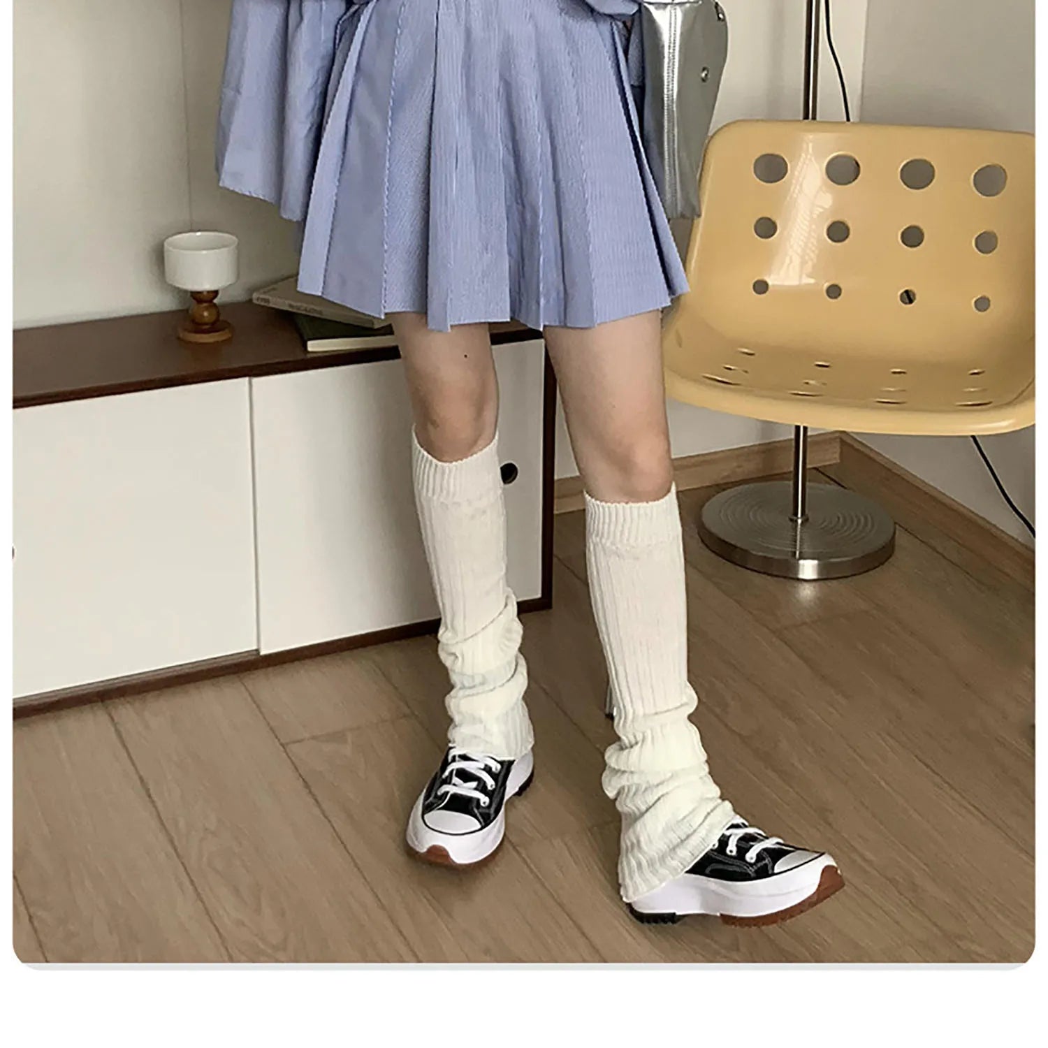 Lbsfy Japanese Jk Long Socks Women Leg Warmers Knitted Warm Foot Cover White Arm Warmer Girls Fashion Y2k Crochet Socks Boot Cuffs