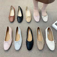 LBSFY -Fashion Bow Tie Flats Ballet Shoes Women Female Ballet Round Toe Shallow Cut Ballerina Soft Moccasin Dress Shoes Zapato