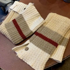 Lbsfy Autumn and Winter New Leg Warmers Woman Solid Color Striped Thick Knitted Leg Warmers Buttons Slit Warm Socks for Women