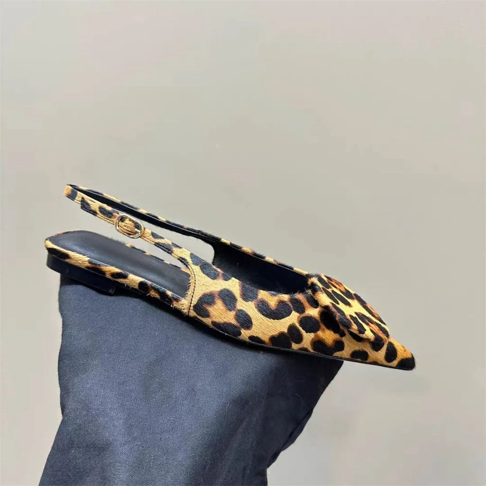 LBSFY  -  Ins Women Kitten Heels Slingbacks Sandals Leopard Genuine Leather Party Spring Summer Shoes Woman Sandals Pumps