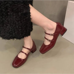 LBSFY -New Women's Mary Jane Shoes for Women Retro Medium Heel Women's Single Fashion Gloss Soft Comfort Ballet Shoes Zapatos Mujer