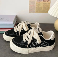 LBSFY  -  Spring and Autumn Breathable Shoes for Women All-match Flat Canvas Embroidery Heightening Casual Zapatillas Mujer