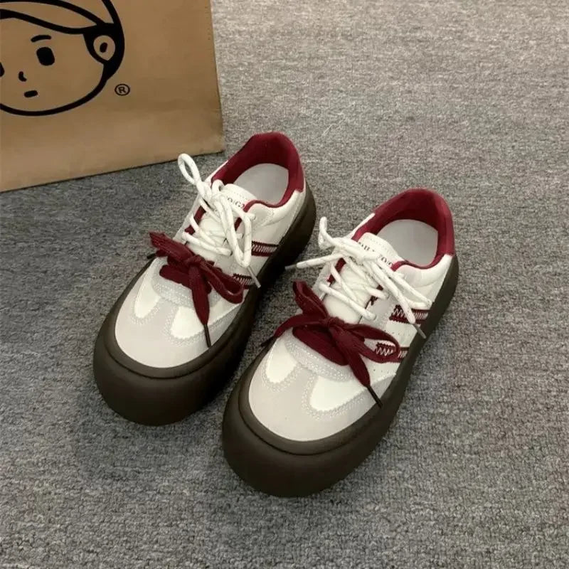 LBSFY  -  Platform Sports Shoes Vintage Red Women Sneakers Tennis Female Casual Vulcanize Spring Summer 2025 Harajuku Footwear
