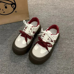 LBSFY  -  Platform Sports Shoes Vintage Red Women Sneakers Tennis Female Casual Vulcanize Spring Summer 2025 Harajuku Footwear