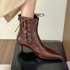 LBSFY  -  New Winter Designer Ankle Boots Women Fashion Sexy Pointed Toe Short Boots Female Cross-tied Elegant High Heel Boots Women