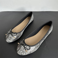 LBSFY -Spring Autumn New Round Head Bow Flat Bottom Ballet Single Shallow Mouth Women's Shoes Size 35-42
