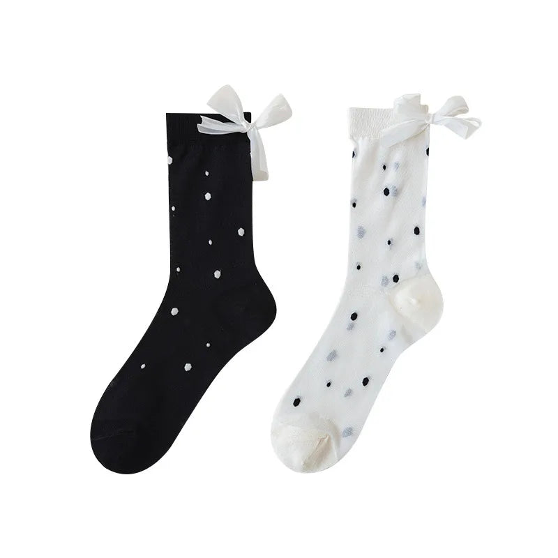 Lbsfy Women's Socks Spring Summer Thin Transparent Glass Wire Socks New Ballet-style Fashion Socks Long Tube Pile Socks Lace Wholesale