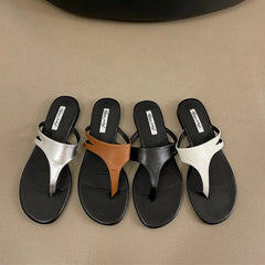 LBSFY -Fashion Round Clip Toe Women Slippers Flat Heel Beach Slides Outdoor Casual Sandals New Summer Flip Flops Shoes