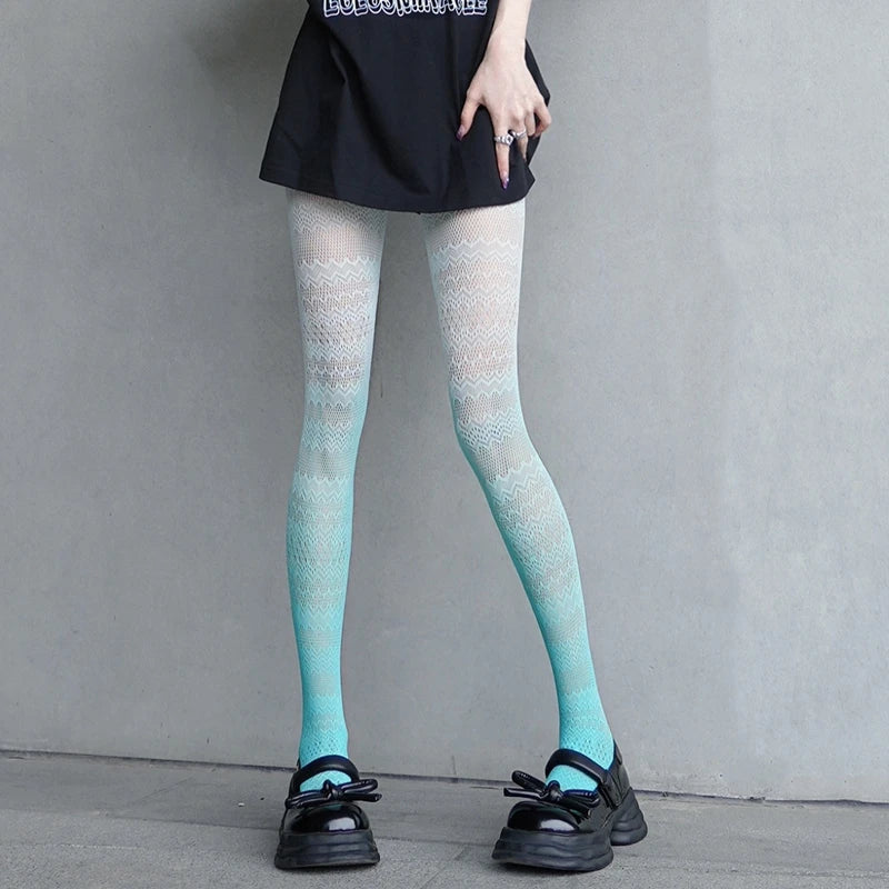 Lbsfy Gradient Female Thin Tights Fashion Lolita Cosplay Girls Pantyhose Women Candy Colors Long Stockings Summer Colorful Leggings