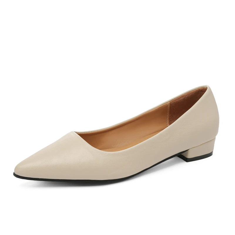 LBSFY  -New Pointed Toe Shallow Mouth Square Heel Small Leather Shoes Women's Elegant Fashion High Heels Dress Shoes Zapatos Mujer