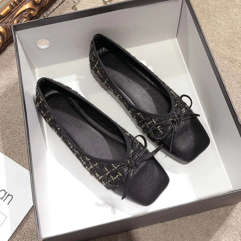 LBSFY  -  Plus Size 44 Ballerina Flats Round Toe Shoes Woman Tweed Comfortable Slip on Flat Shoes Ladies Maternity Shoes Zapatos Loafers