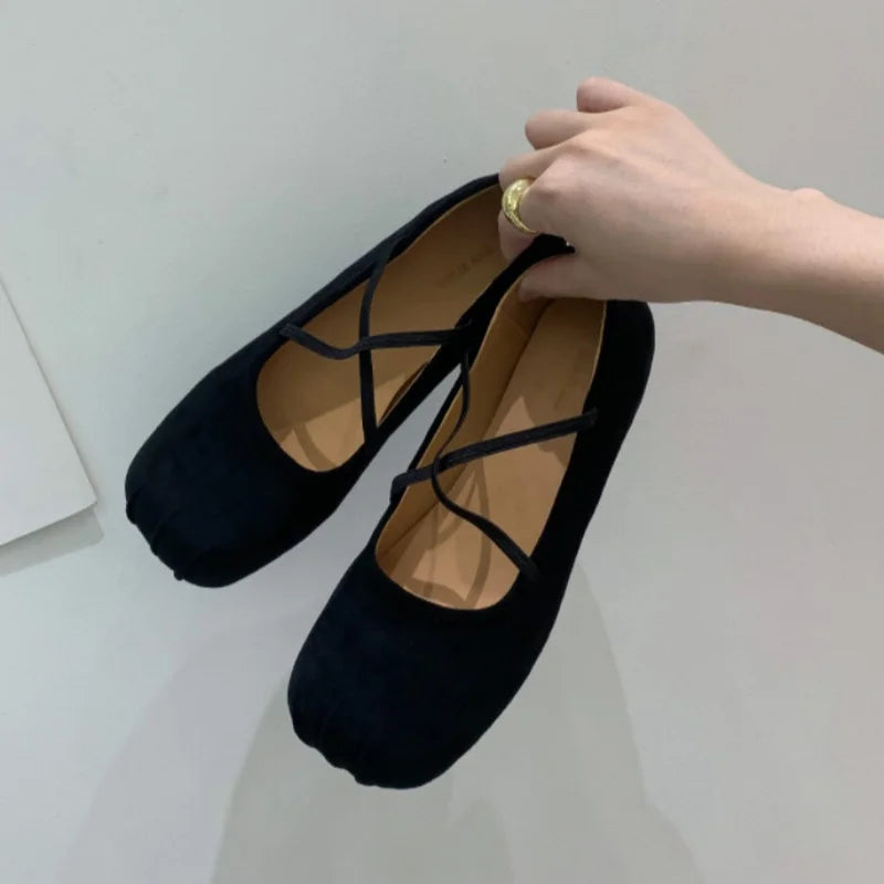 LBSFY  -  New Brand Women Flats Fashion Square Toe Shallow Mary Jane Shoes Soft Casual Ballet Shoes Slingback Shoes