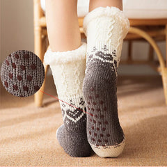 Lbsfy New Women's Winter Thickened Floor Socks Woven Thermal Cashmere Socks Love Heart Carpet Home Plus Socks Velvet Sleep Socks