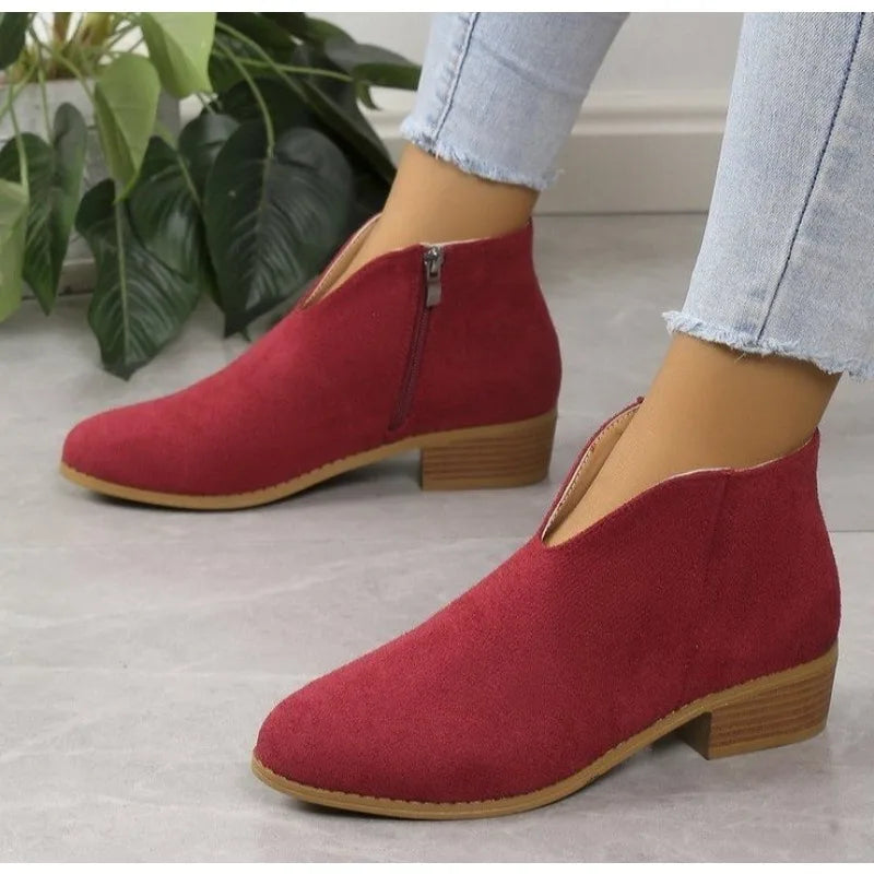 LBSFY -Autumn/winter New Boots Female Side Ankle Boots Female Low Heel Low Tube Student College Style Female  Women Shoes Women Boots