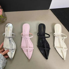 LBSFY -New Style Women's Shoes Narrow Band Heels Women Sandals Fashionable Pointed Toe Toe Jump Pump Stripper Party Women's Slippers