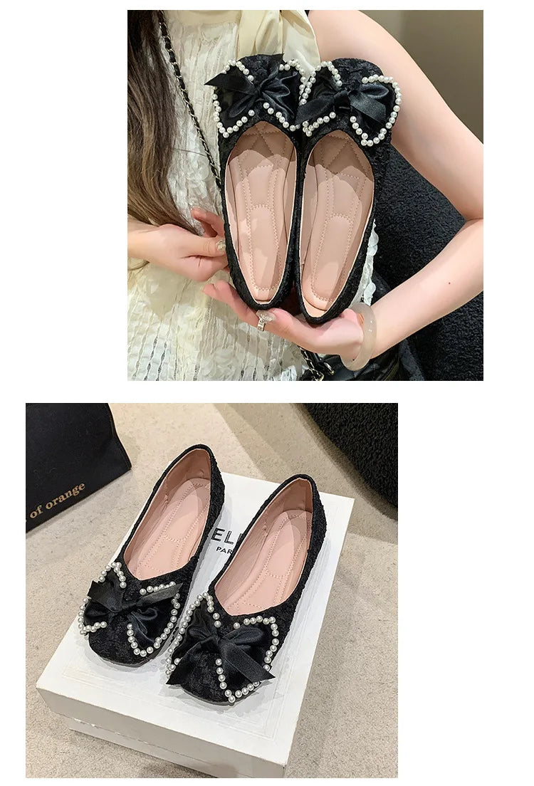 LBSFY -2025 Retro Ballerina Women's Loafers Comfort Ladies Leather Ballet Flats Elegant Bowknot Mary Jane shoes Women's Single Shoes