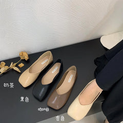 LBSFY -Women Cute Light Weight Spring Slip on Leather Flat Shoes Lady Casual Brown Office Casual Single Shoes Loafers Zapatos De Mujer