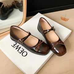 LBSFY  -   Fashion Pumps New High Quality Genuine Leather Shoes Academy Style Ballet Shoes Mary Janes Shoes Casual Women' Shoes