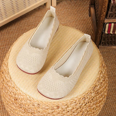 LBSFY -Women Flats Solid Color Mesh Breathable Sneakers Women Soft Bottom Knit Ballet Loafers Shoes Casual Slip on Boat Shoes for Women