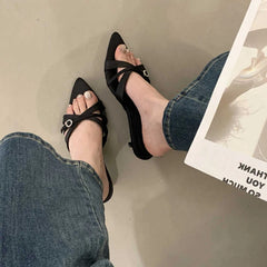 LBSFY  Summer Women's Fashion Low Heel Slippers Elegant Crystal Open Toe Slides Design Style Banquet Party Sandals Shoes
