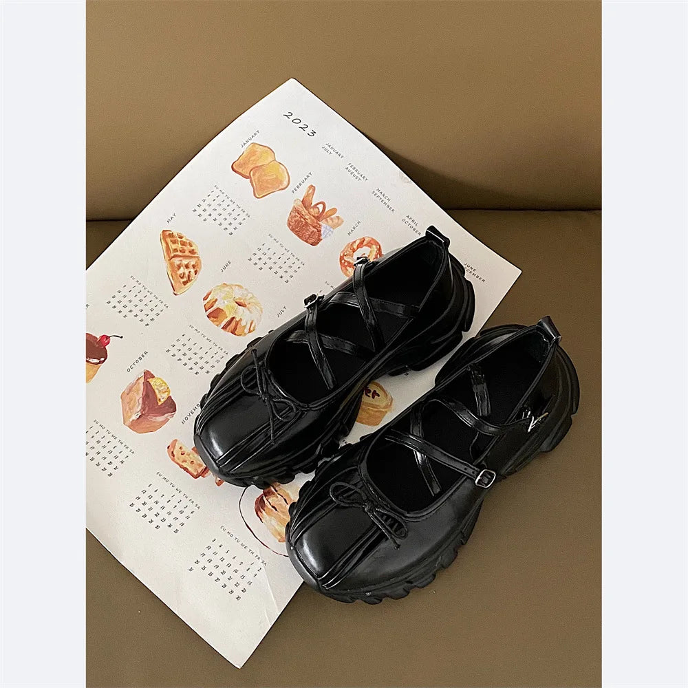 LBSFY -Summer Chunky Women Sports Shoes Fashion Shallow Butterfly-knot Platform Flat Shoes Ladies Casual Outdoor Mary Jane Shoes 2025