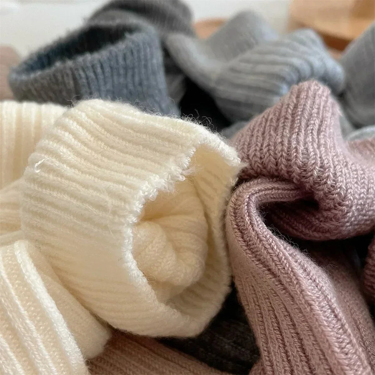 Lbsfy Soft Wool Long Socks Women Autumn Winter Thicken Cashmere Solid Knitted Stocking Skinny Casual Knee High Fluffy Warm Girls Socks