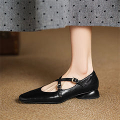 LBSFY  -  Women Mary Jane Shoes Fashion Buckle 2025 Genuine Leather Spring Summer Nightclub Party Pumps Shoes Woman