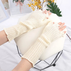 Lbsfy Gothic Anime Soft Gloves Autumn Winter JK Girls Mittens Oversleeve for Women Men Cool Tattered Style Cuff Fingerless Arm Warmers