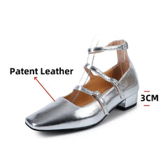 LBSFY  -  Women's High Heels Casual Shoes Mary Jane Patent Leather Thick Heels Spring Summer Party Buckles Wedding Shoes Woman