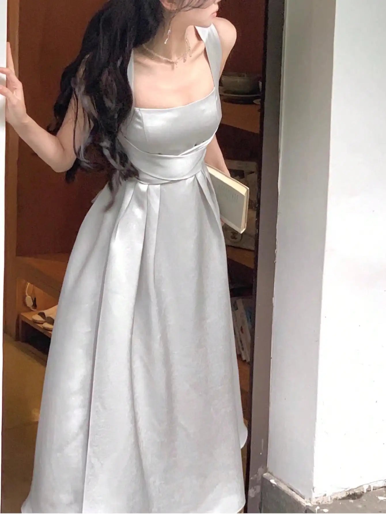 LBSFY -France Elegant Solid Princess Evening Party Dress Sleeveless Graduation A-Line Bridesmaid Midi Woman Dresses 2025 Spring Summer