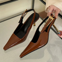 LBSFY -Street Style New Design Thin High Heels Women Pumps Buckle Strap Pointed Toe Party Banquet Slingbacks Female Shoes