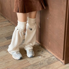 Lbsfy New Winter Warm Lamb Wool Drawstring Leg Warmers Designer Japanese Y2K Women Gothic Harajuku High Tube Calf Socks Boots Cover