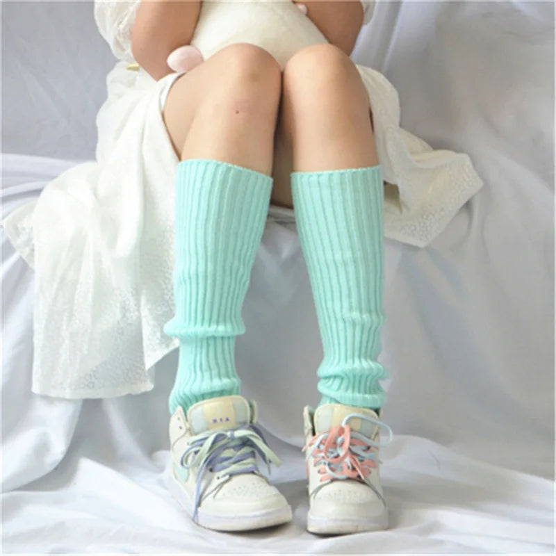 Lbsfy Candy Color Sweet Girl Leg Warmers NEW Korean Knitted Foot Cover Women Solid Color Autumn Winter Stylish Elastic Long Tube Sock