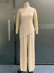 LBSFY  -   2 Pieces Sets Backless Sleeveless Top And Pant Loose Sexy Pant 2 Pieces Sets Women Summer Pant Sets Solid
