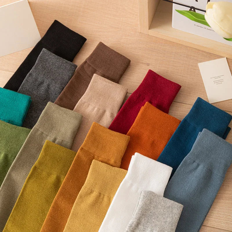 Lbsfy Women Cotton Knee High Socks Girl Black White Stockings Solid color Casual Calf Sock Female Fashion Sexy Long Socks