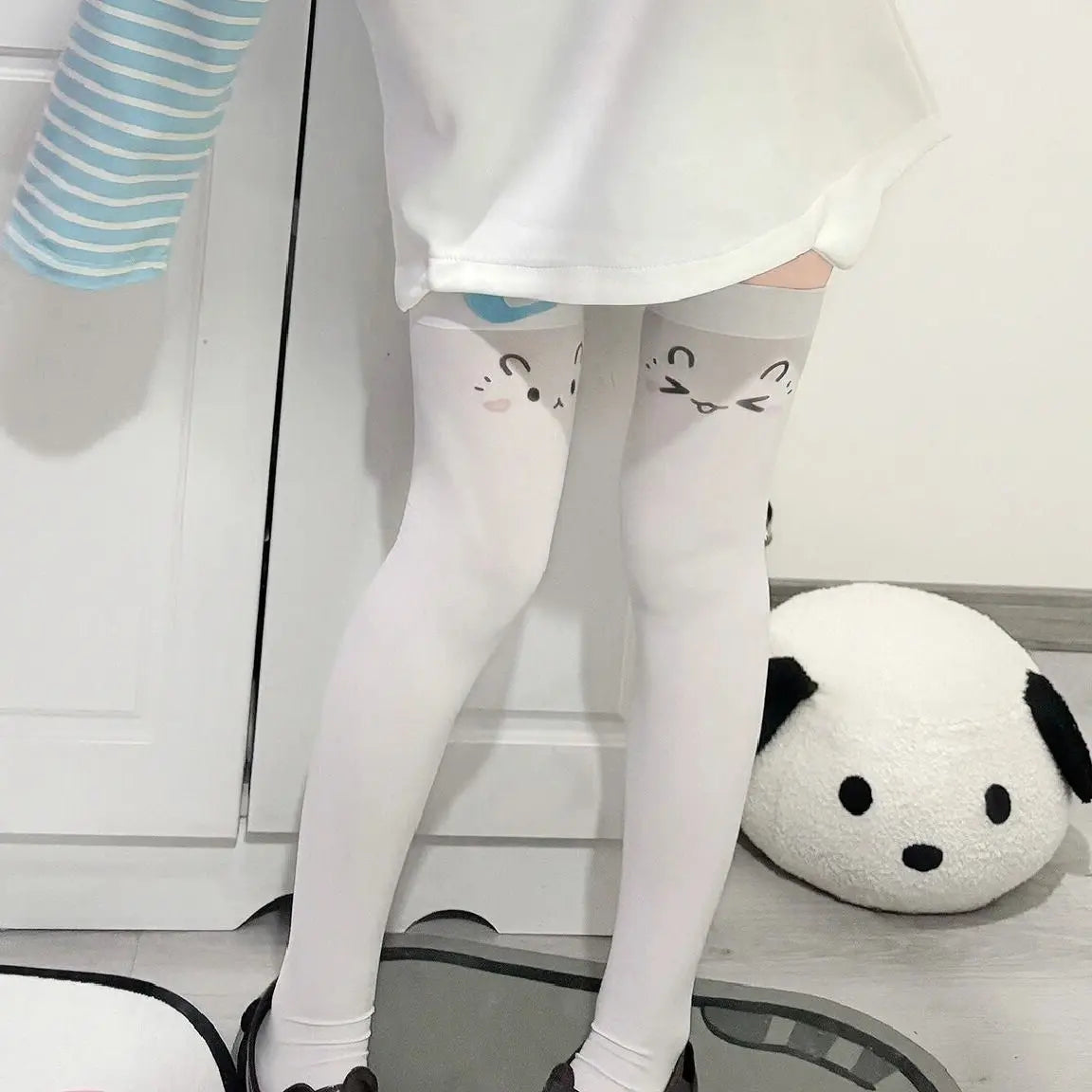 Lbsfy Lolita Japanese Kawaii Expression Thigh Socks Over Knee Thigh High Stockings Summer Long Socks JK Harajuku  Y2K Cosplay Socks