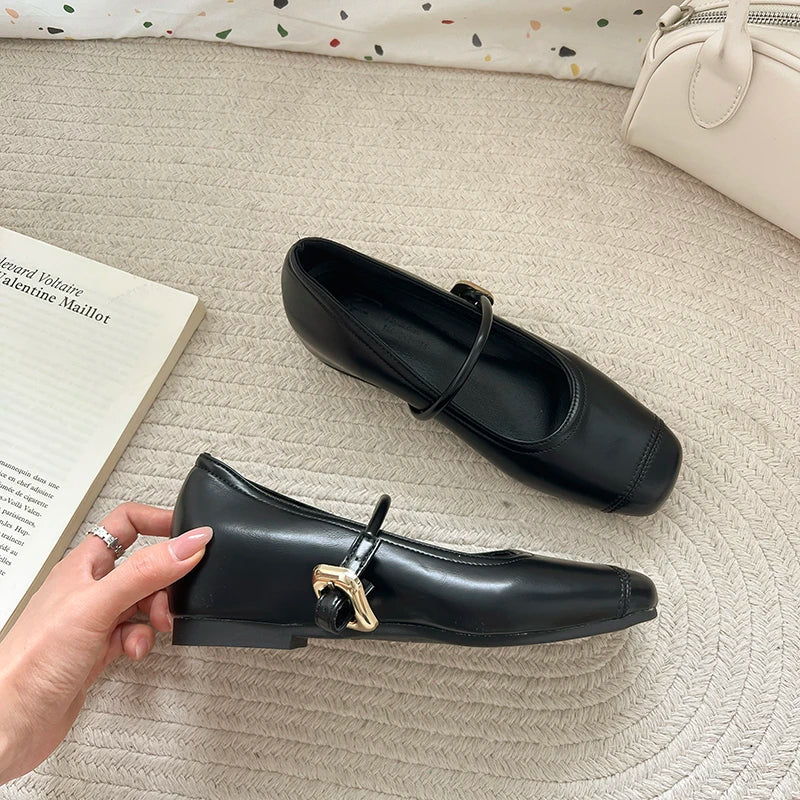 LBSFY -Square Toe Shallow Women Mary Jane Shoes Ladies Concise Dress Internal Elevation Shoes