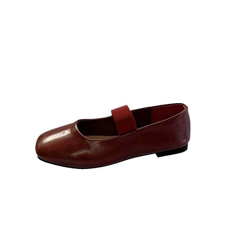 LBSFY -Square Toe Women Flats Shoes Mary Jane Shoes Fashion Shallow Elastic Band Spring Autumn Ladies Comfort Soft Sole Shoes