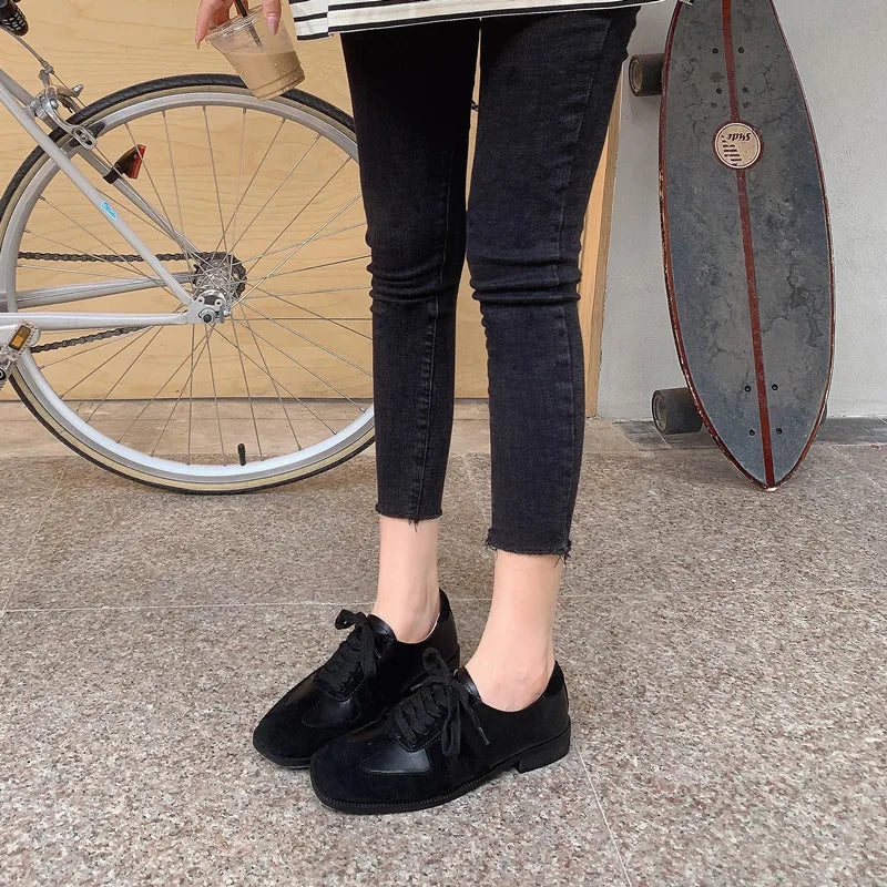 LBSFY  -  Fashion Women's Shoes New Suede Spliced Lace up Casual Flat Shoes Sports Style Daily Lightweight Shoes