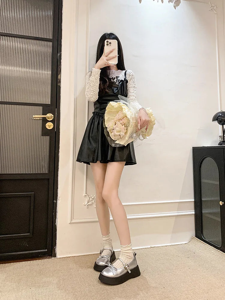 LBSFY -French bowknot Mary Jane Platform Shoes Woman 2025Buckle Strap Pu Leather Casual Shoes Woman Thick Sole Student Jk Uniform Shoes