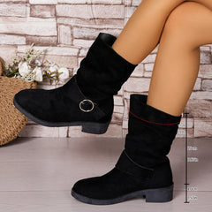 LBSFY -Womens Autumn New Imitation Suede Waterproof Short Boots 2025 Daily Home Office Shopping Shallow Mouth Comfortable Women's Boots
