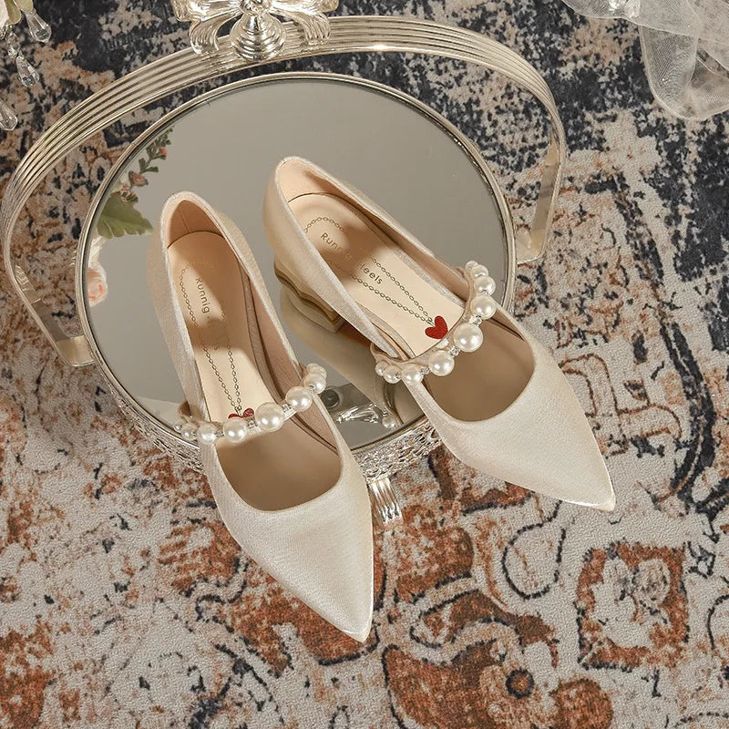 LBSFY  -  Large Size 34-42 Point Toe Low Heel Shoes Women Flats 2024 New Wedding Shoes