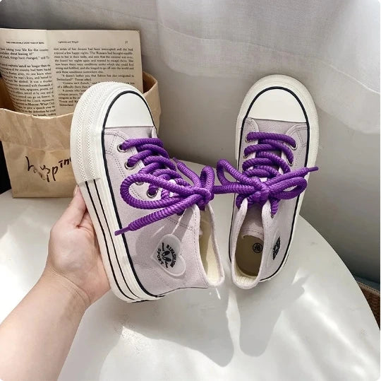 LBSFY  -  Platform Canvas Shoes for Women High-top Candy Color Korean Fashion Shoes Student Casual All-match Designer Footwear New
