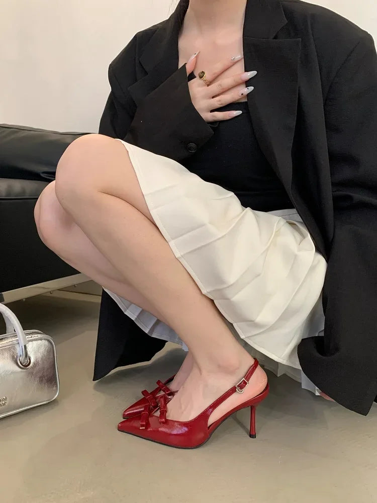 LBSFY -Spring Fashion Butterfly-knot Buckle Strap Women Pumps Sexy Pointed Toe Thin High Heels Party Wedding Shoes Zapatillas De Mujer