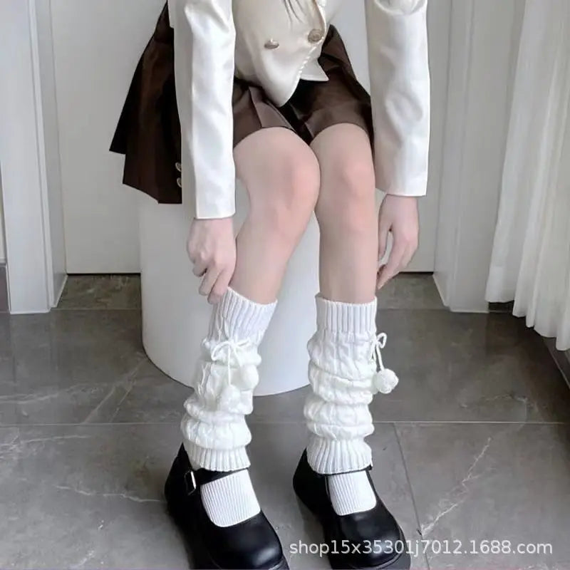 Lbsfy Socks Woman Autumn and Winter Leg Warmer Wide Legs Black White Lolita Socks for Women Stripe